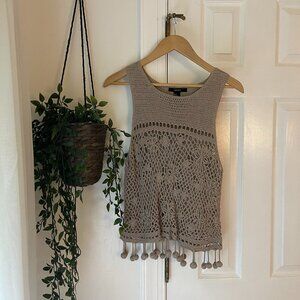 FOREVER 21 Beach Coverup with PomPom Details Taupe Colored | Size S